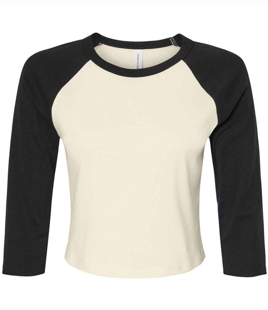 Bella Ladies Micro Rib 3/4 Raglan Baby T-Shirt in Natural/Black