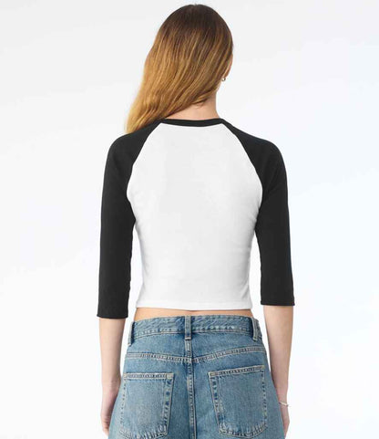 Bella+Canvas Bella Ladies Micro Rib 3/4 Raglan Baby T-Shirt White/Black