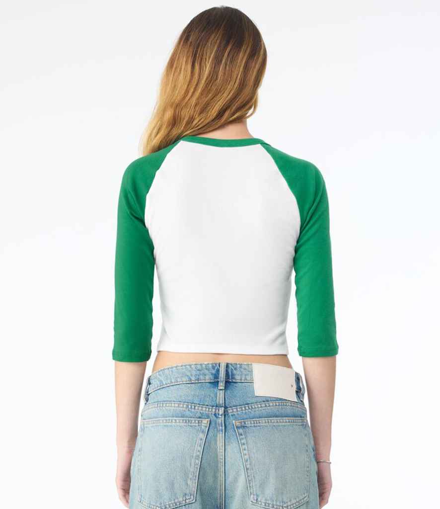 Bella+Canvas Bella Ladies Micro Rib 3/4 Raglan Baby T-Shirt White/Kelly Green