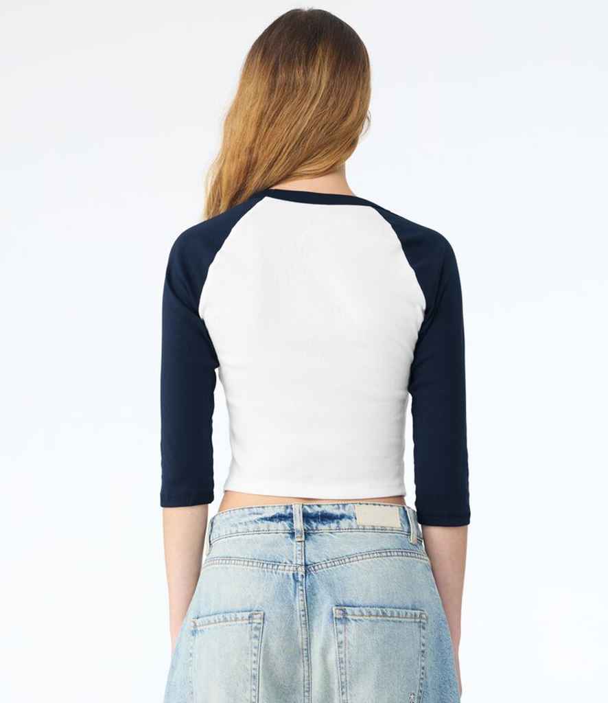 Bella+Canvas Bella Ladies Micro Rib 3/4 Raglan Baby T-Shirt White/Navy