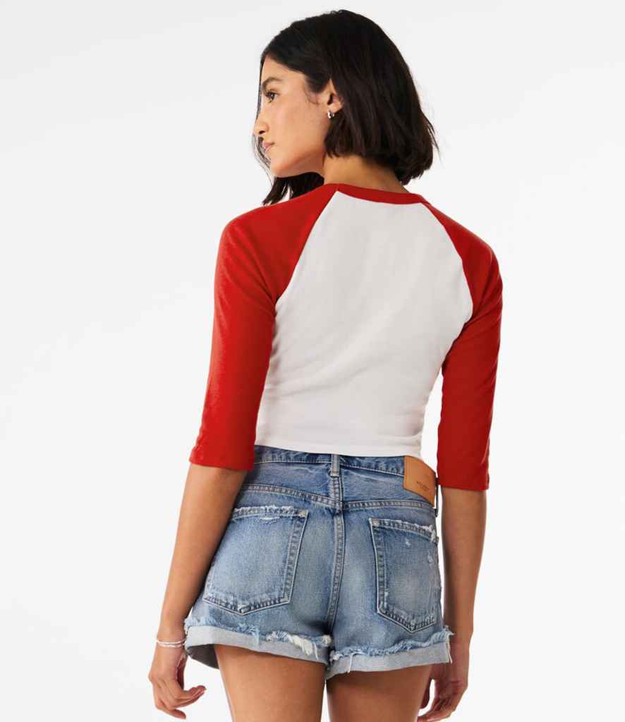 Bella+Canvas Bella Ladies Micro Rib 3/4 Raglan Baby T-Shirt White/Red