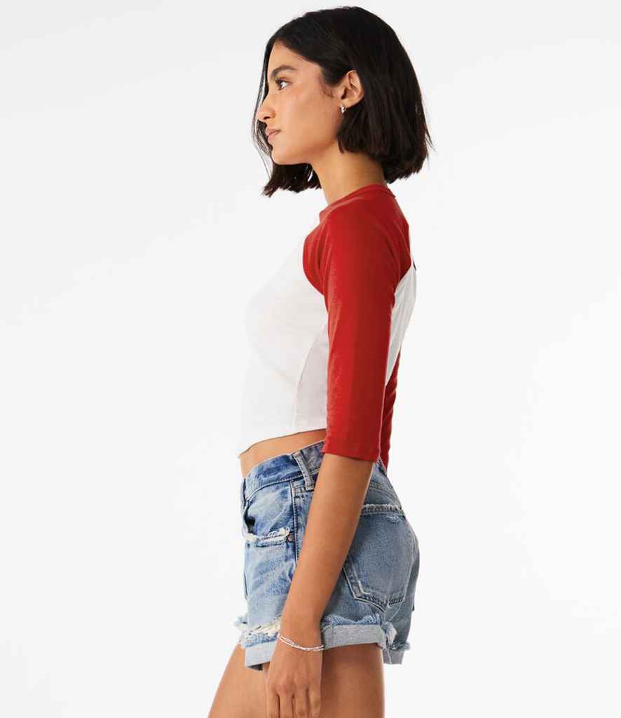 Bella+Canvas Bella Ladies Micro Rib 3/4 Raglan Baby T-Shirt White/Red