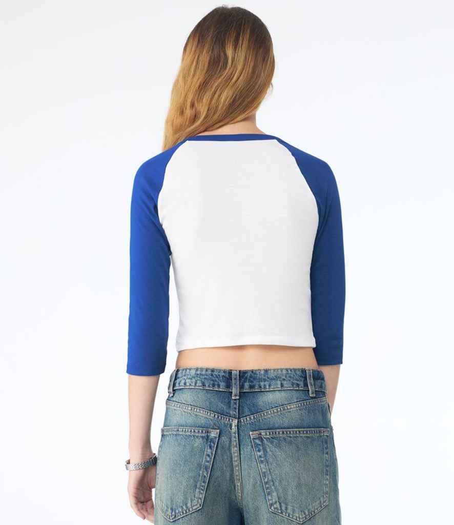 Bella+Canvas Bella Ladies Micro Rib 3/4 Raglan Baby T-Shirt White/Royal Blue