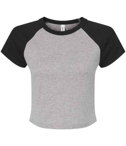 Bella Ladies Micro Rib Raglan Baby T-Shirt in Athletic Heather/Black