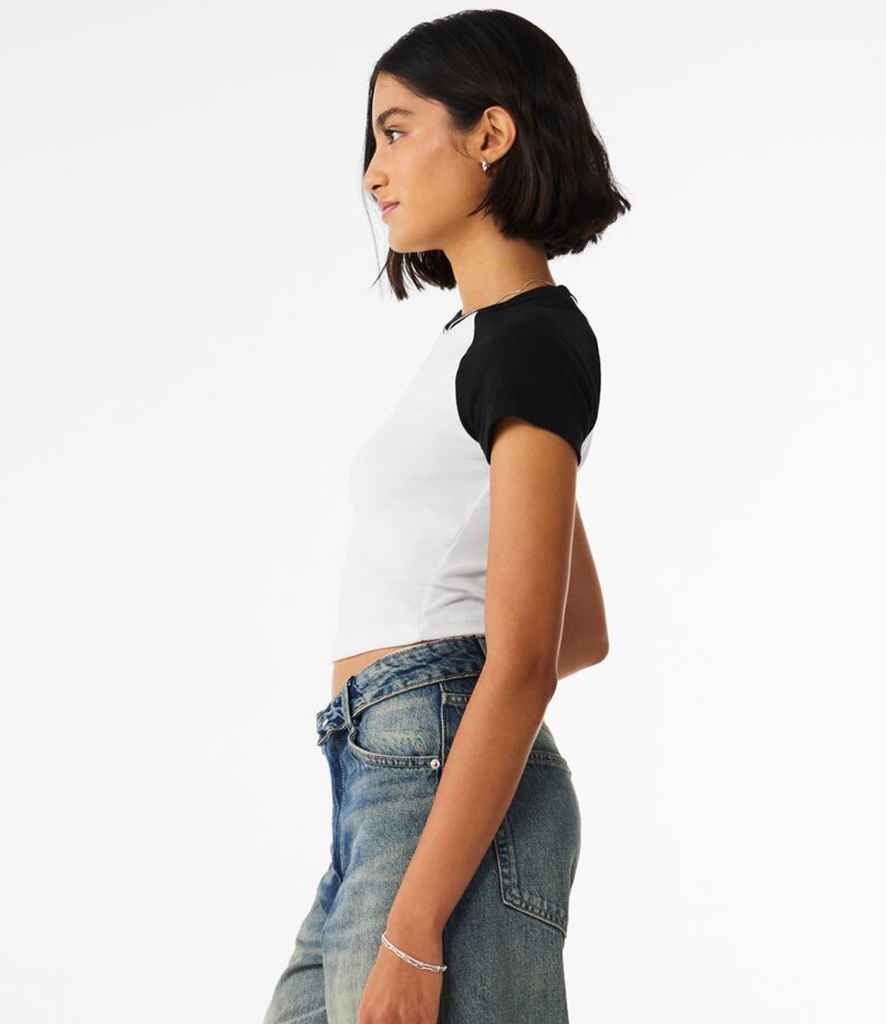 Bella+Canvas Bella Ladies Micro Rib Raglan Baby T-Shirt White/Black