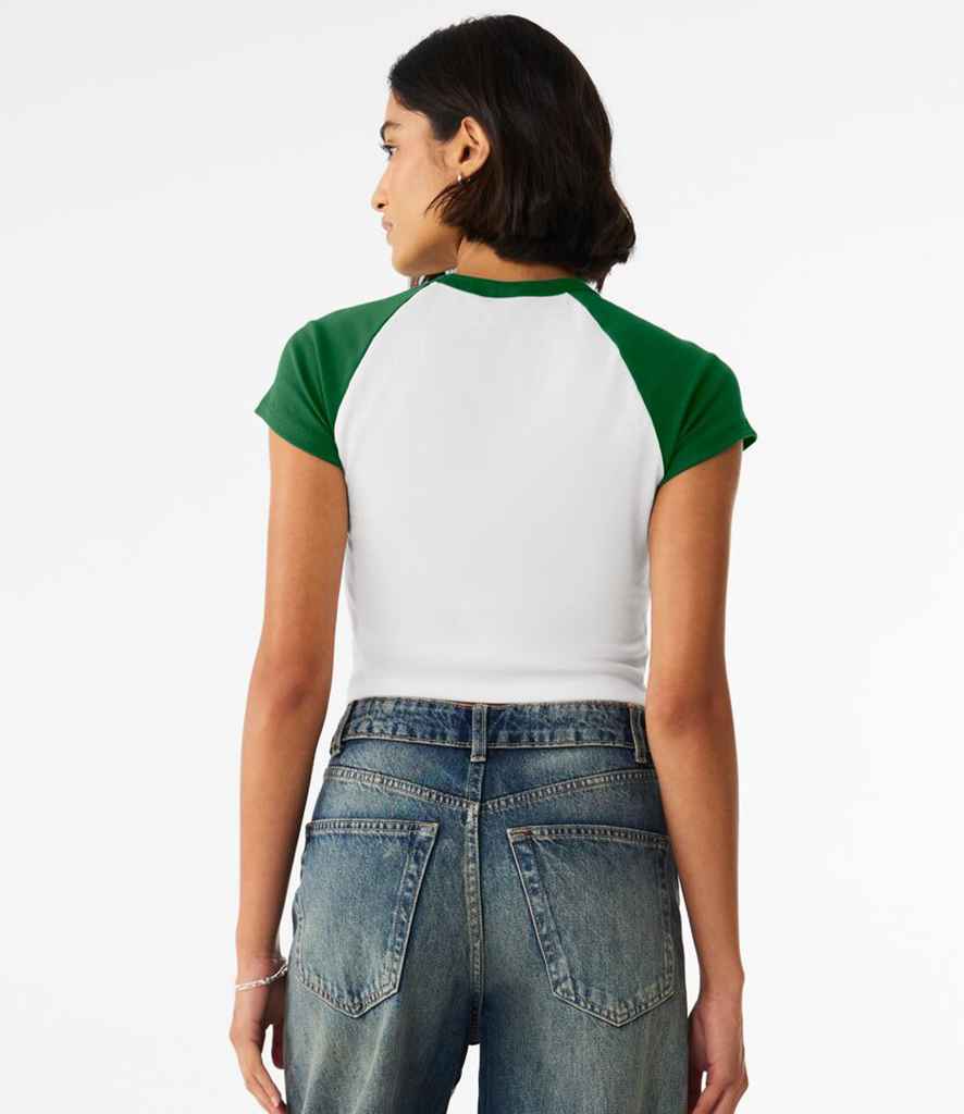 Bella+Canvas Bella Ladies Micro Rib Raglan Baby T-Shirt White/Kelly Green