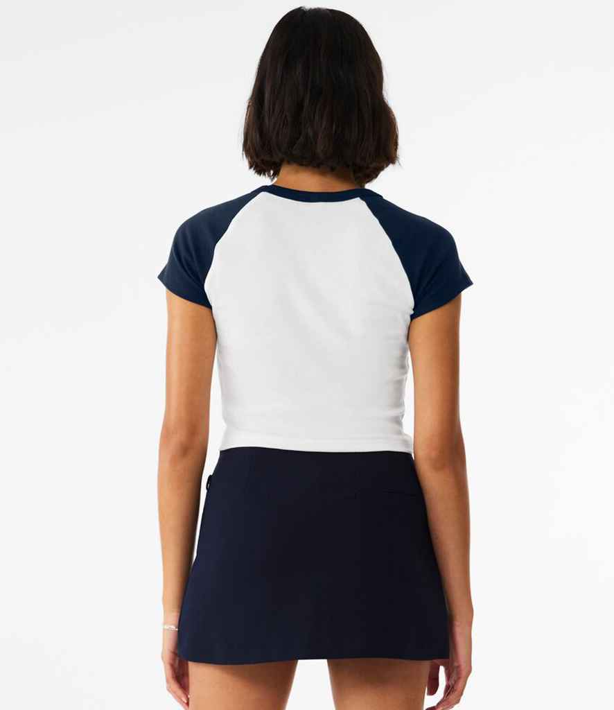 Bella+Canvas Bella Ladies Micro Rib Raglan Baby T-Shirt White/Navy