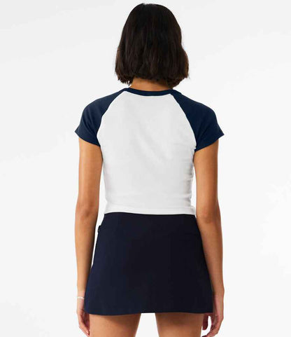 Bella+Canvas Bella Ladies Micro Rib Raglan Baby T-Shirt White/Navy