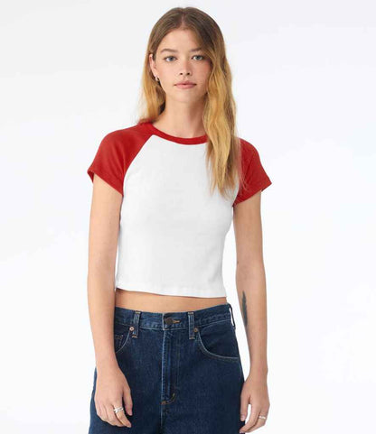 Bella+Canvas Bella Ladies Micro Rib Raglan Baby T-Shirt White/Red