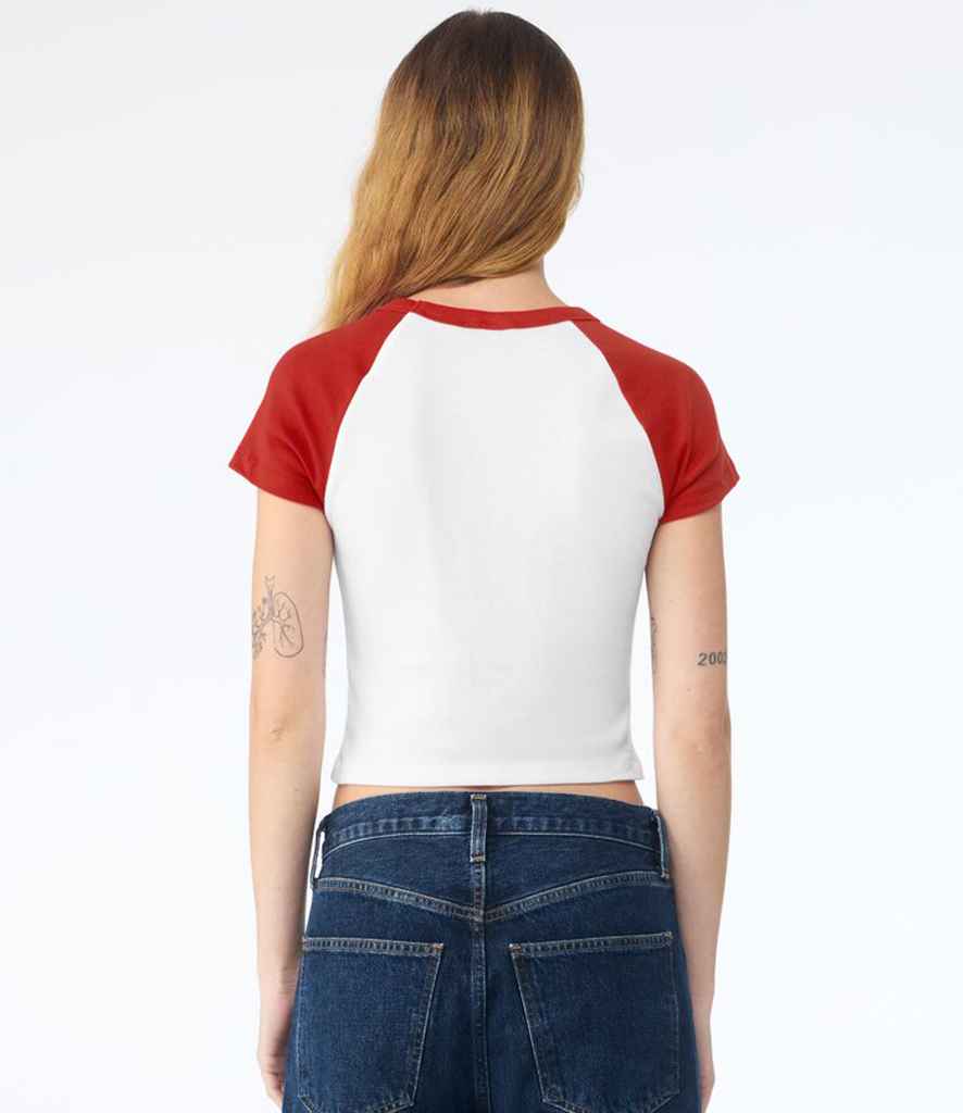 Bella+Canvas Bella Ladies Micro Rib Raglan Baby T-Shirt White/Red