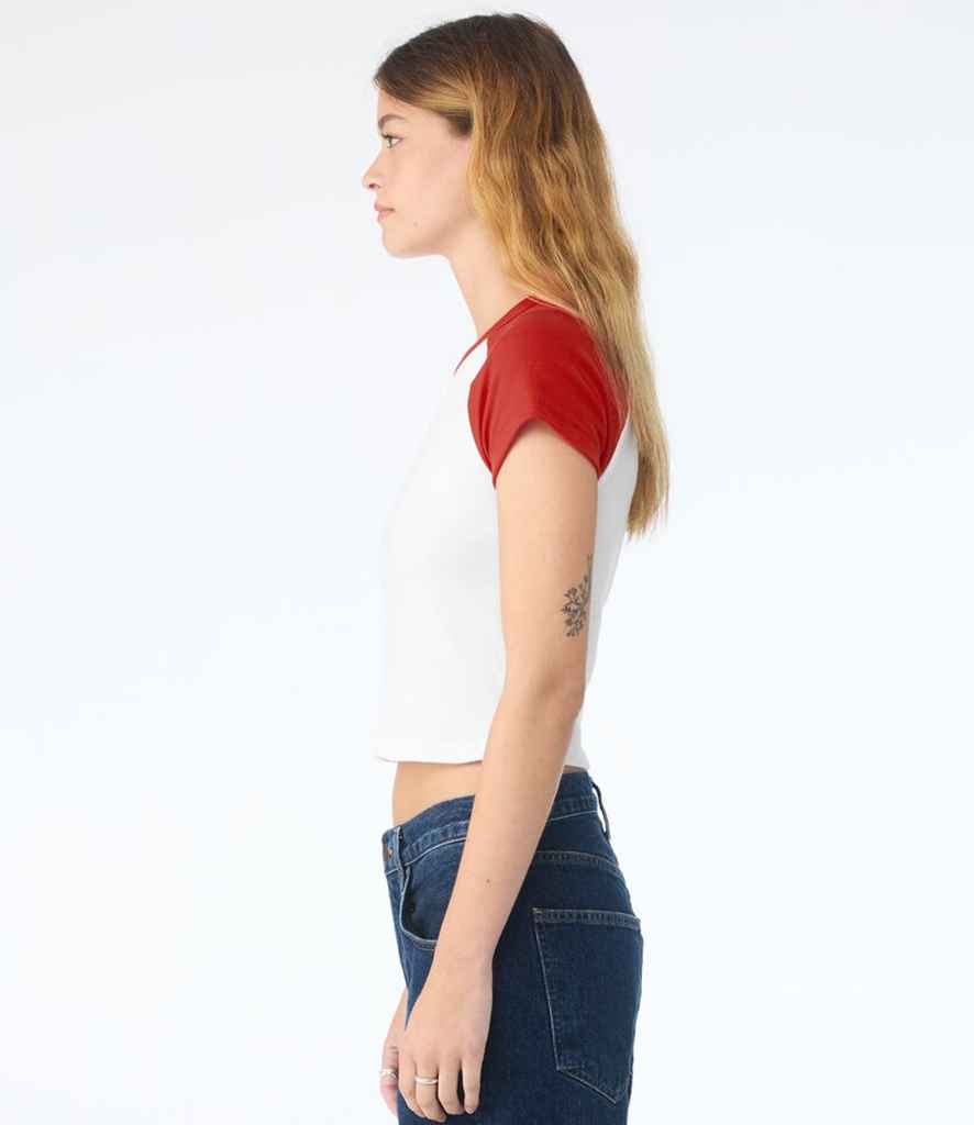 Bella+Canvas Bella Ladies Micro Rib Raglan Baby T-Shirt White/Red