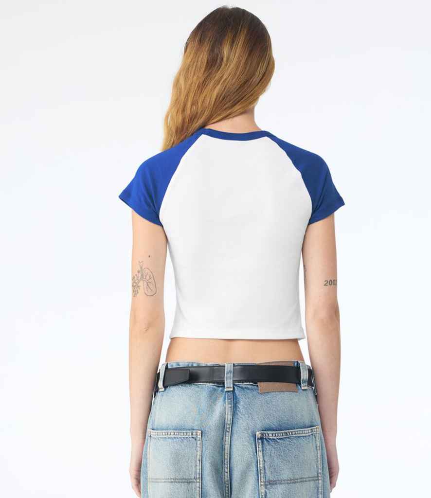 Bella+Canvas Bella Ladies Micro Rib Raglan Baby T-Shirt White/Royal Blue