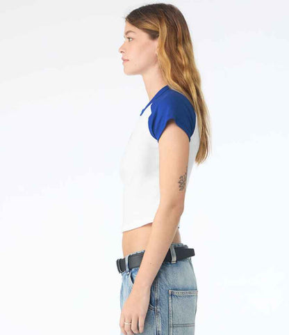 Bella+Canvas Bella Ladies Micro Rib Raglan Baby T-Shirt White/Royal Blue