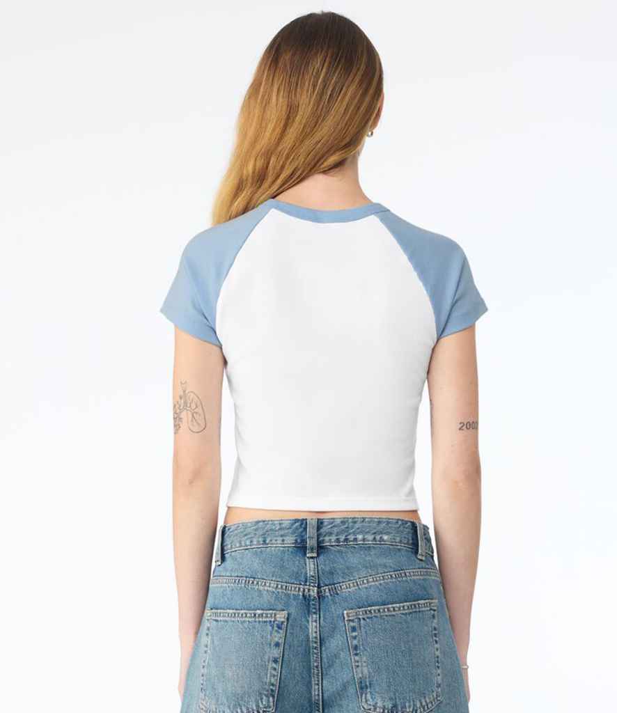 Bella+Canvas Bella Ladies Micro Rib Raglan Baby T-Shirt White/Baby Blue