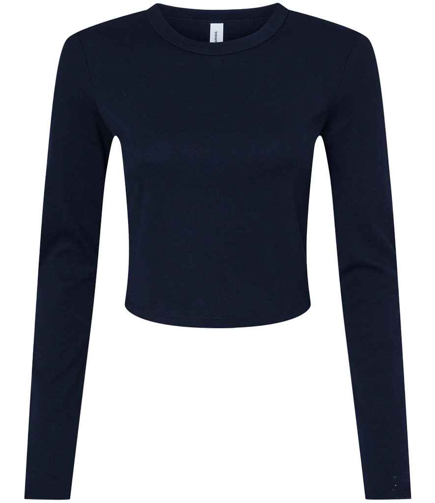 Bella Micro Rib Long Sleeve Baby T-Shirt in Solid Navy Blend
