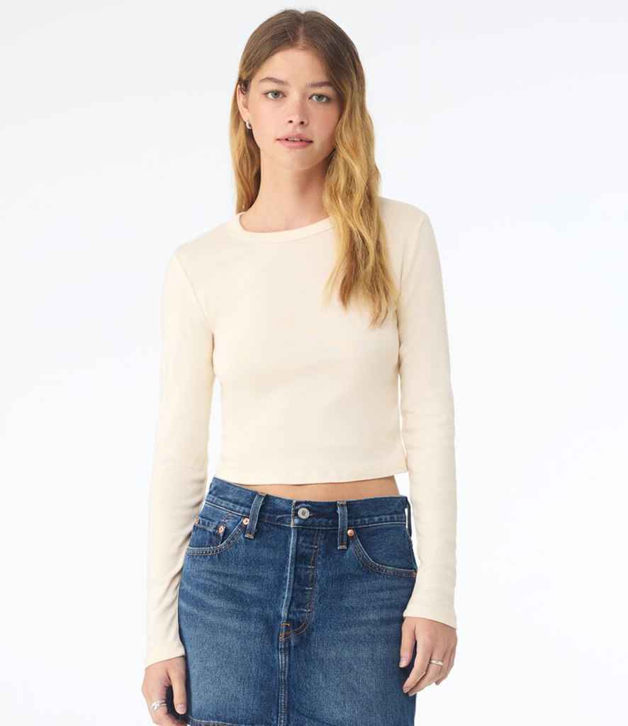 Bella+Canvas Bella Micro Rib Long Sleeve Baby T-Shirt Solid Natural Blend