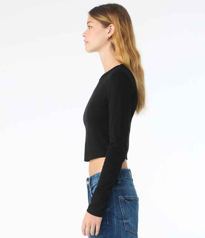 Bella+Canvas Bella Micro Rib Long Sleeve Baby T-Shirt Solid Black Blend