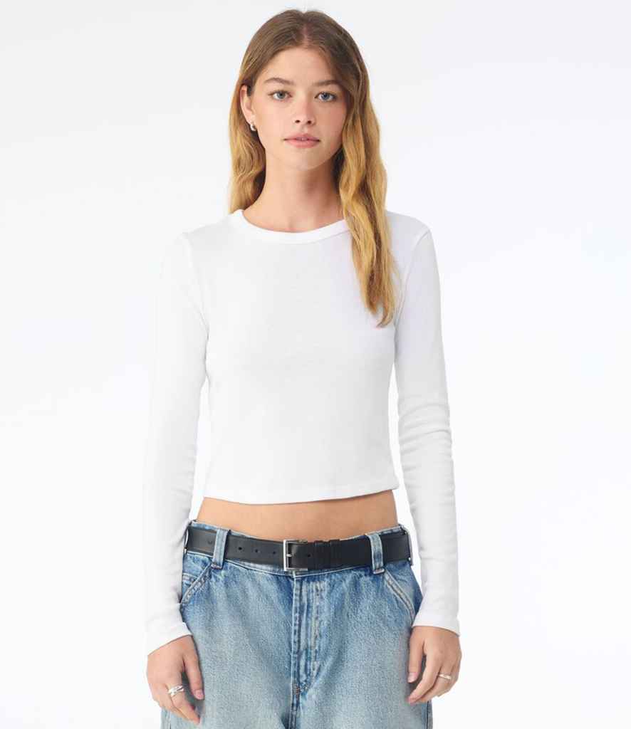 Bella+Canvas Bella Micro Rib Long Sleeve Baby T-Shirt Solid White Blend