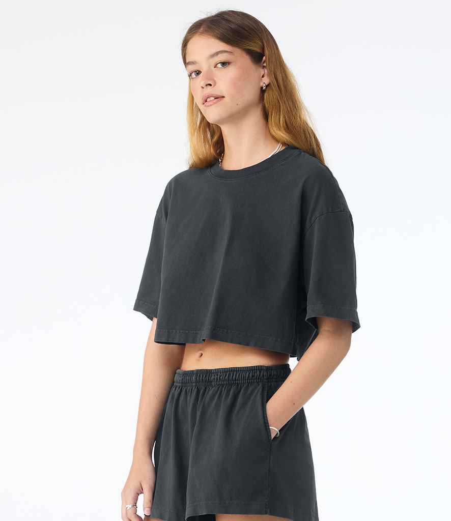 Bella+Canvas Bella Ladies Heavyweight Washed Cropped T-Shirt Washed Black
