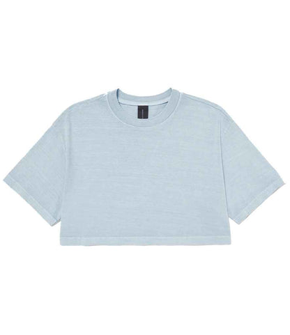 Bella Ladies Heavyweight Washed Cropped T-Shirt in Washed Denim
