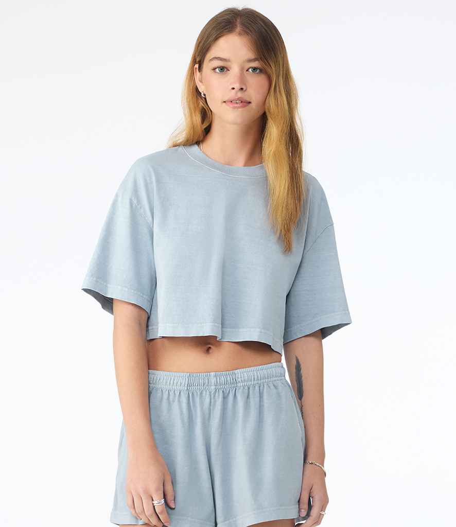 Bella+Canvas Bella Ladies Heavyweight Washed Cropped T-Shirt Washed Denim