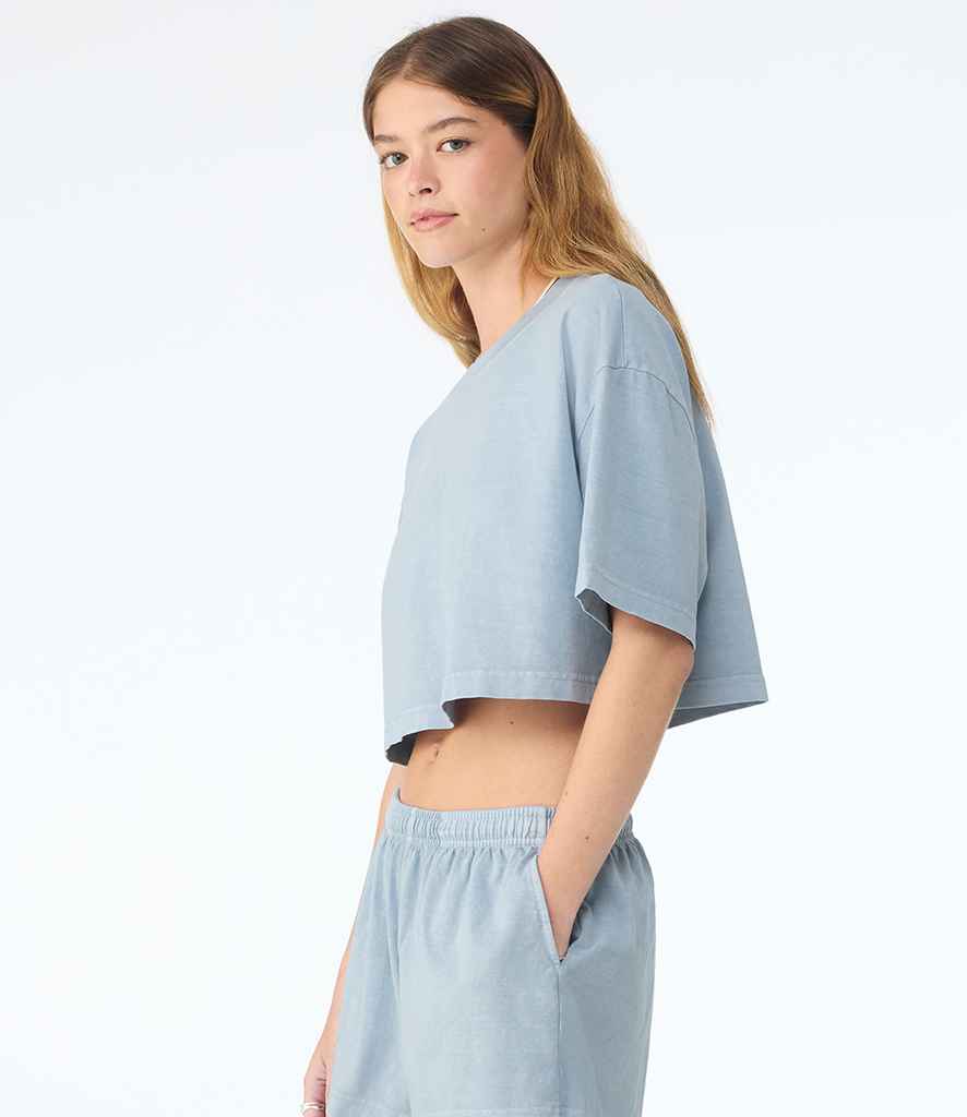 Bella+Canvas Bella Ladies Heavyweight Washed Cropped T-Shirt Washed Denim