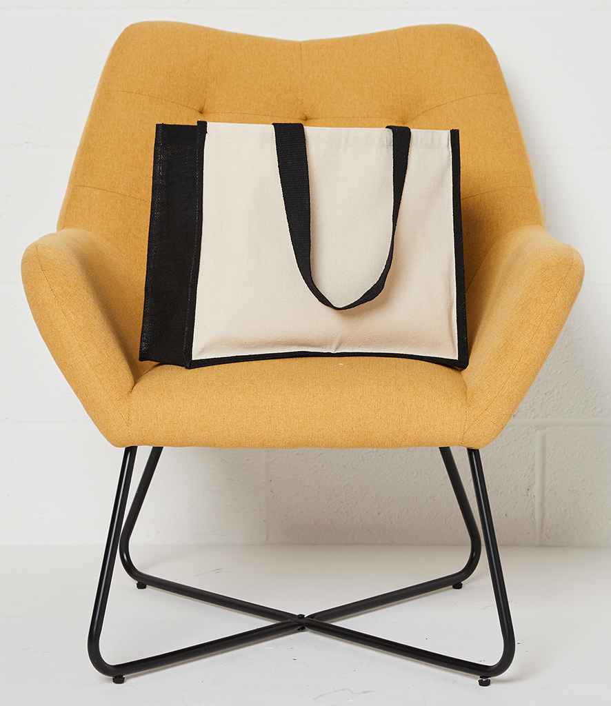Brand Lab Jute and Canvas Shopper in Natural/Black