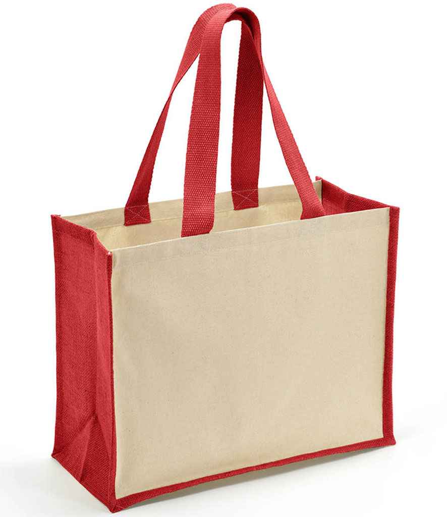 Brand Lab Jute and Canvas Shopper in Natural/Red