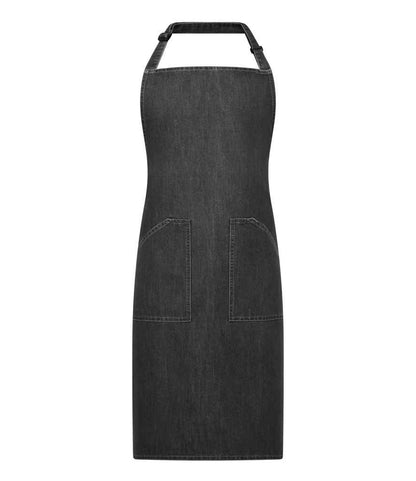Brand Lab Denim Adjustable Bib Pocket Apron in Grey Denim