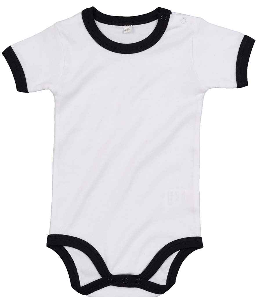 BabyBugz Baby Ringer Bodysuit in White/Black