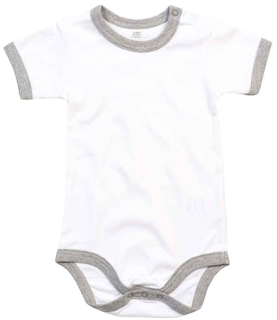 BabyBugz Baby Ringer Bodysuit in White/Heather Marl