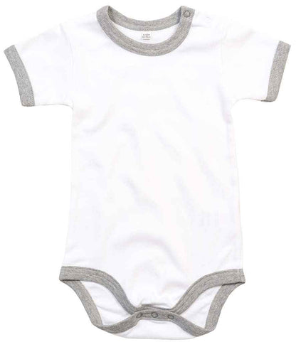 BabyBugz Baby Ringer Bodysuit in White/Heather Marl
