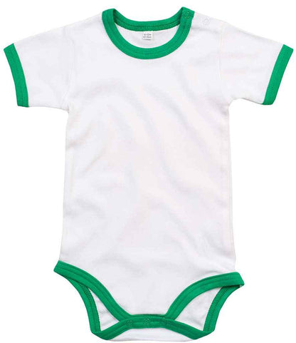 BabyBugz Baby Ringer Bodysuit in White/Kelly Green