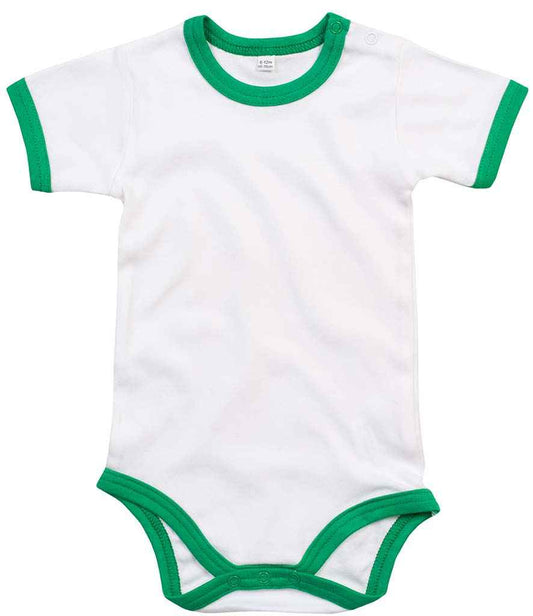 BabyBugz Baby Ringer Bodysuit in White/Kelly Green