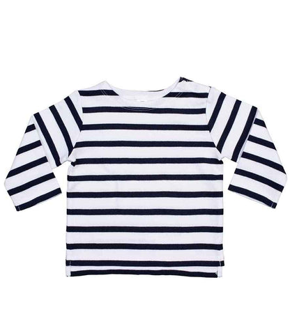 BabyBugz Baby Breton Long Sleeve T-Shirt in White/Nautical Navy