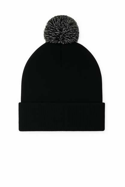 Uneek Pom Pom Beanie Black/Graphite Grey