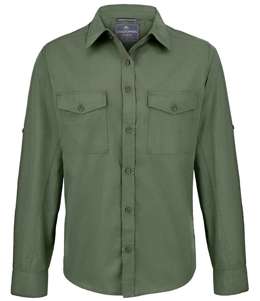 Craghoppers Expert Kiwi Long Sleeve Shirt in Dark Cedar Green