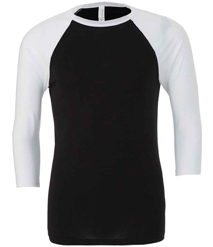 Canvas Unisex 3/4 Sleeve Baseball T-Shirt in Black/White