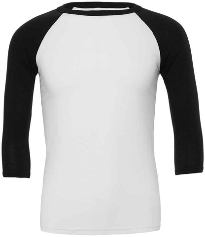 Canvas Unisex 3/4 Sleeve Baseball T-Shirt in White/Black