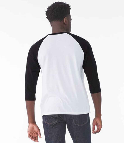 Bella+Canvas Canvas Unisex 3/4 Sleeve Baseball T-Shirt White/Black