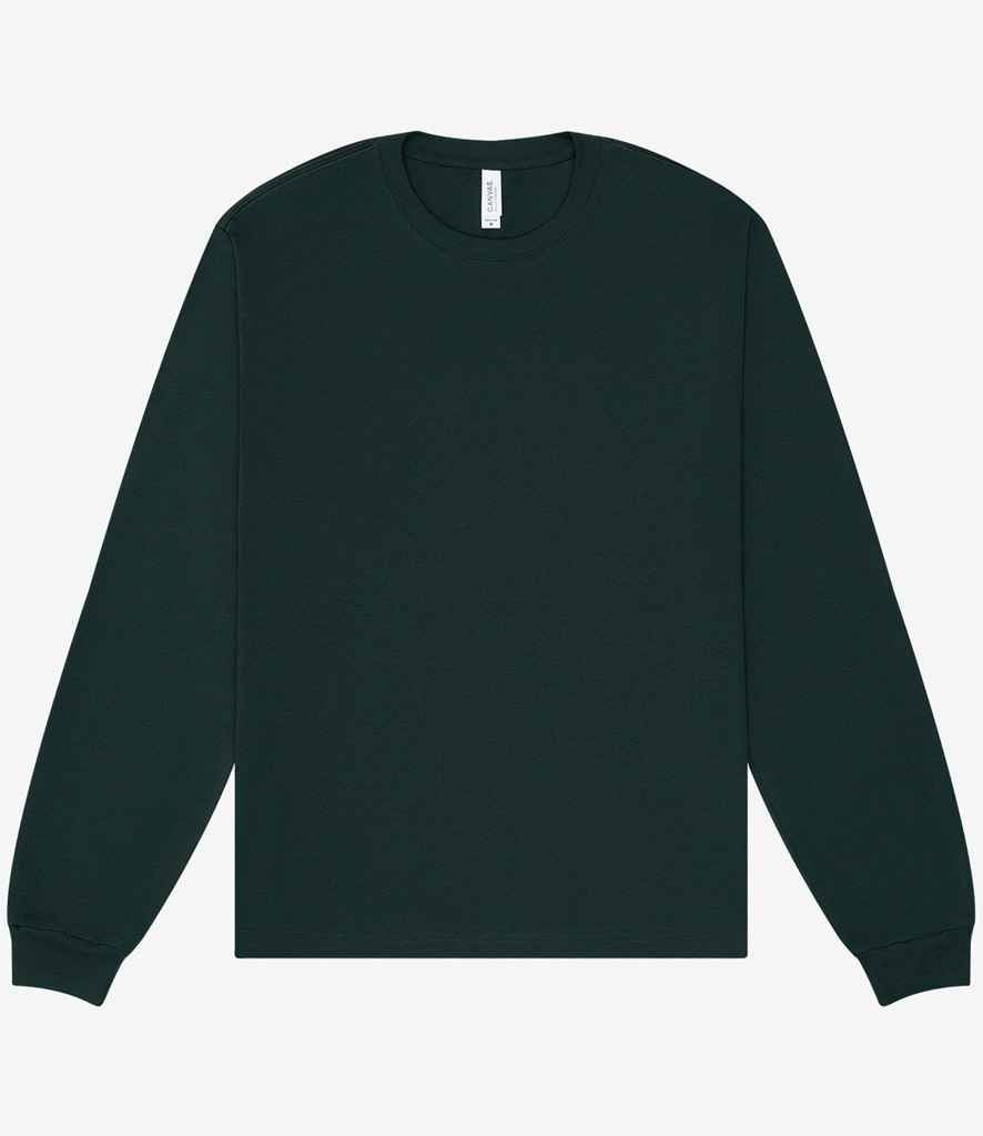 Canvas Unisex Heavyweight Long Sleeve Boxy T-Shirt in Forest Green