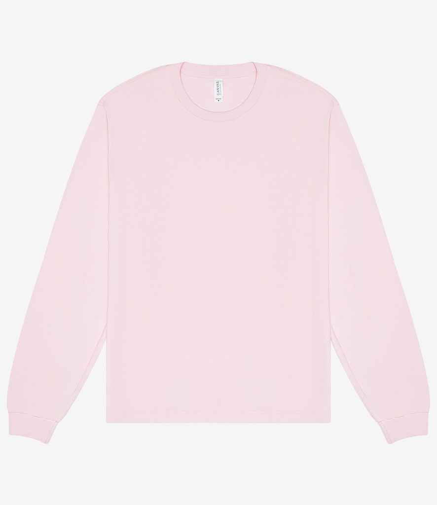 Canvas Unisex Heavyweight Long Sleeve Boxy T-Shirt in Soft Pink