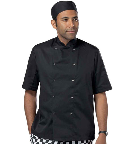 Dennys Short Sleeve Press Stud Chef's Jacket in Black