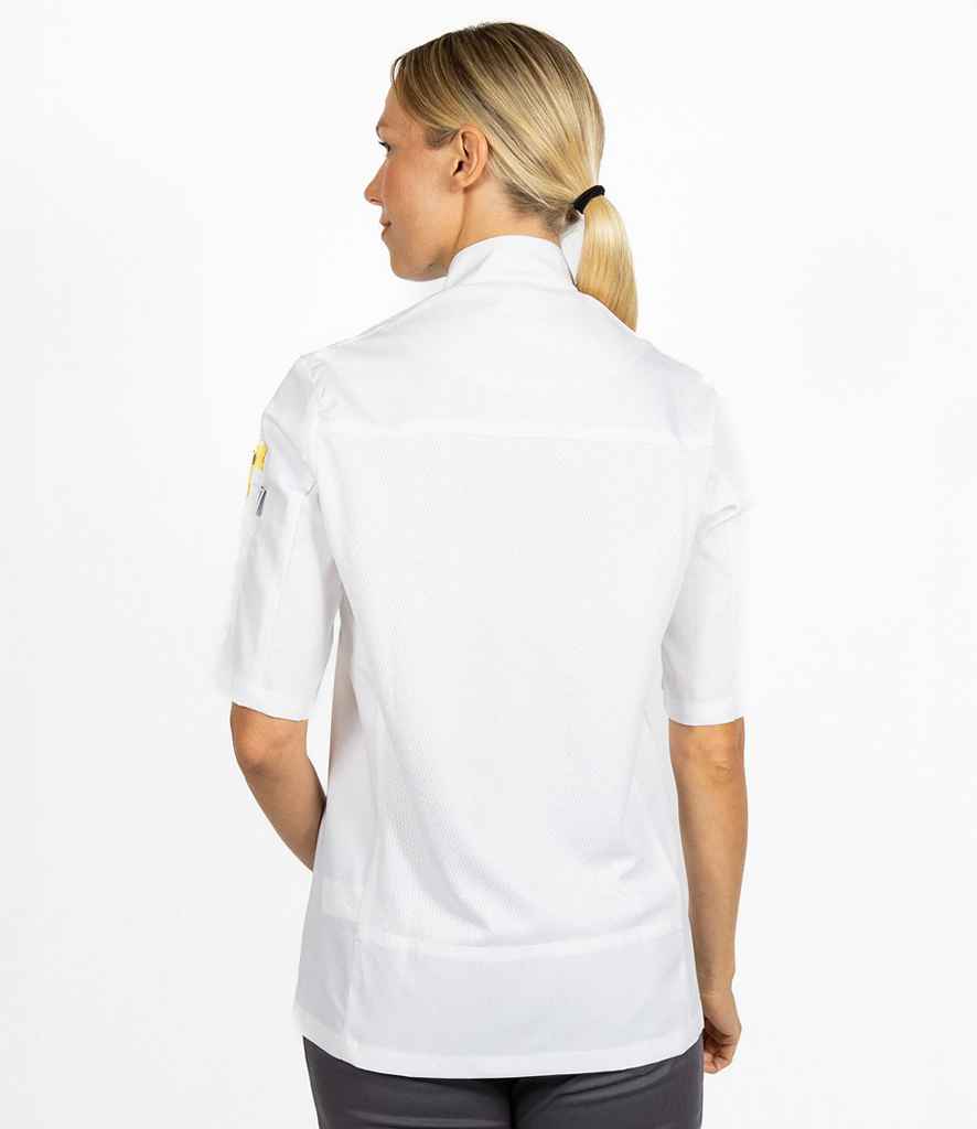Dennys Short Sleeve Press Stud Chef's Jacket in White