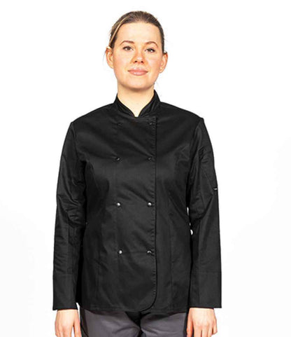 Dennys Ladies Long Sleeve Premium Chef's Jacket in Black