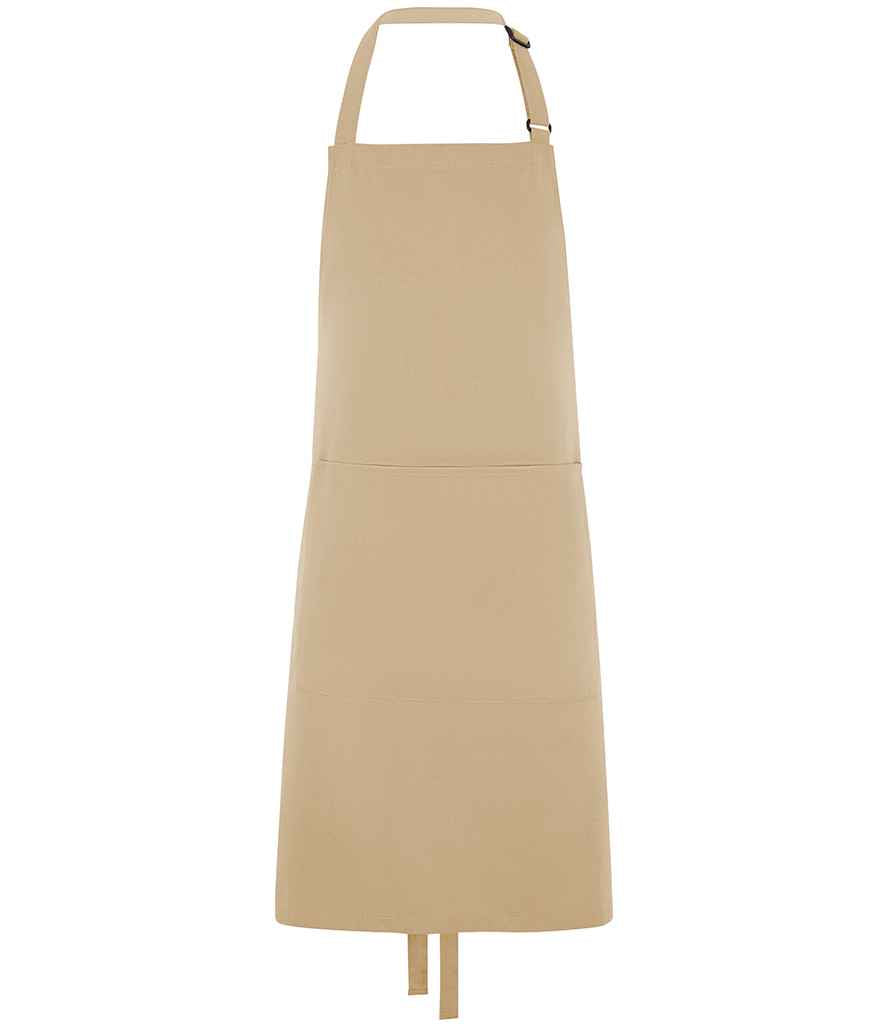 Dennys Polyester Bib Apron with Pocket in Biscuit