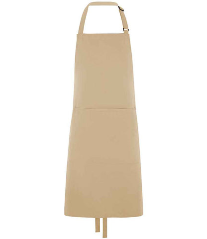 Dennys Polyester Bib Apron with Pocket in Biscuit