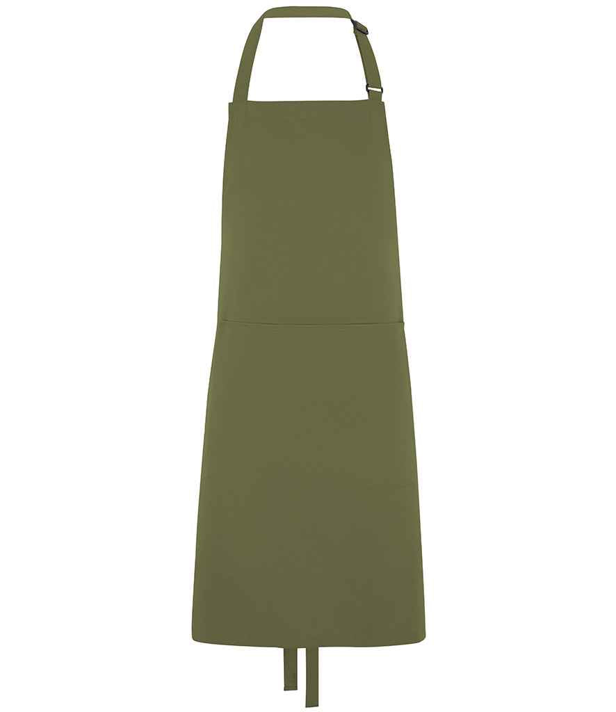 Dennys Polyester Bib Apron with Pocket in Olive Green