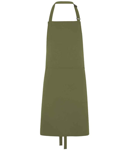 Dennys Polyester Bib Apron with Pocket in Olive Green