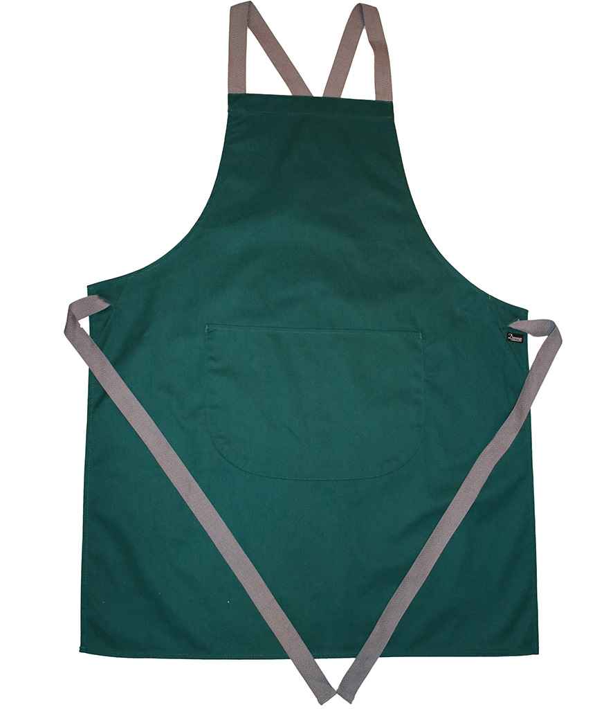 Dennys Cross Back Apron in Bottle Green